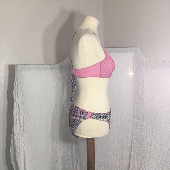 XHILARATION Crochet/Print Two Piece Bikini Size M - Picture 3 of 6